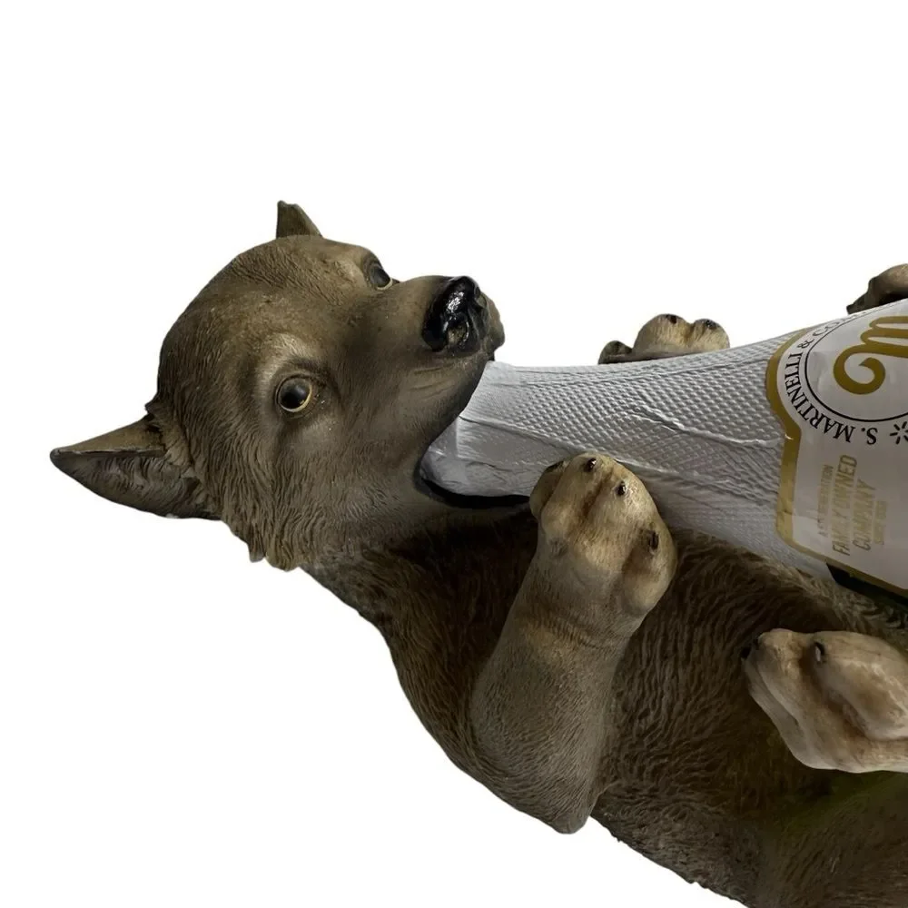 Wolf Pup Wine Bottle Holder Resin 2012 DWK